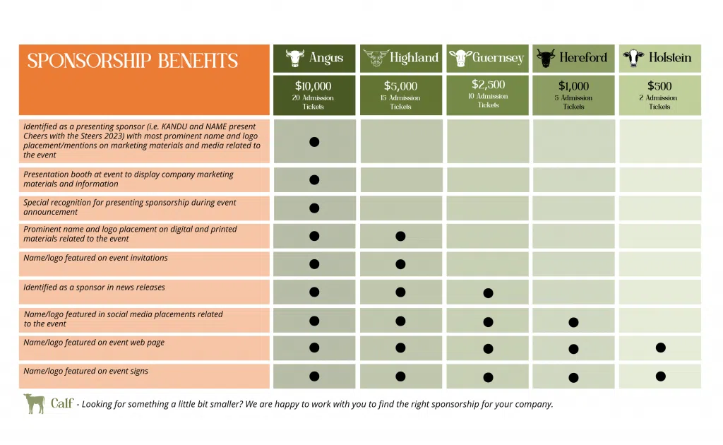 Sponsorship Benefits Table