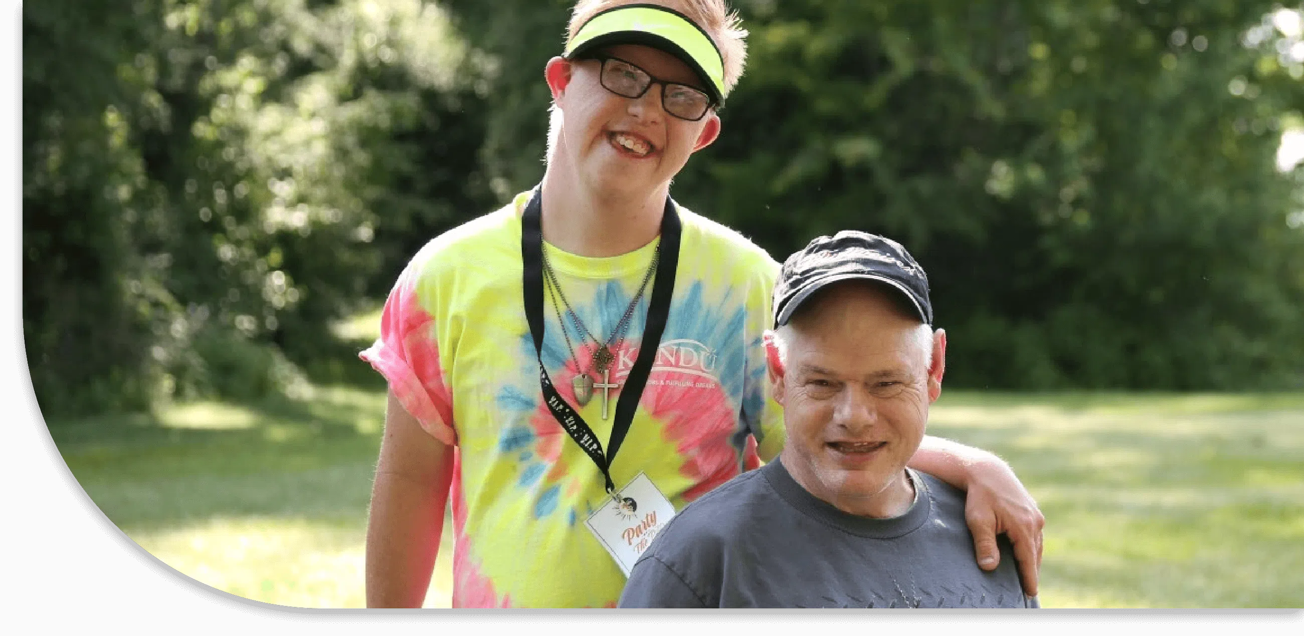 Two friends smiling